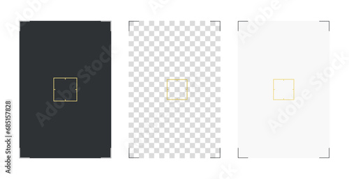 Cam record mobile app screen. Frame on phone display with square target
