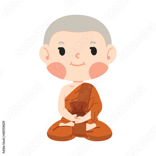 monk with orange robe sitting in the lotus pose