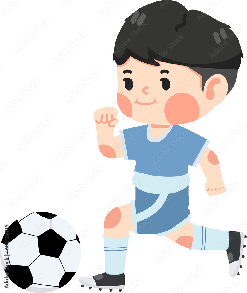 Young child kid boy playing football