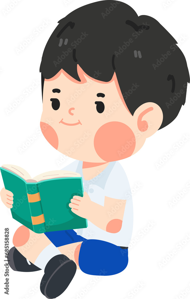 happy kid student read book