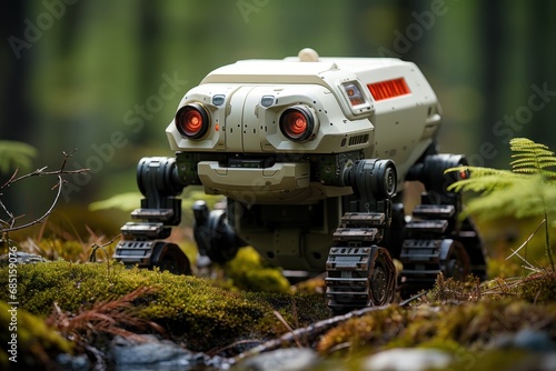 Automated guardians robots monitoring natural habitats, futurism image