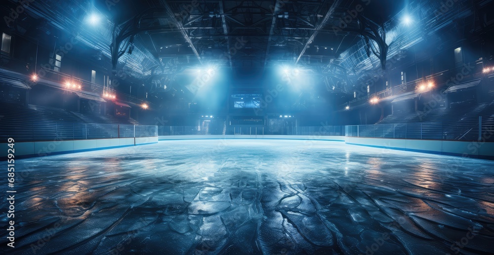 a hockey rink with light sources