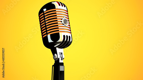 Classic retro voice microphone instrument on a yellow background.