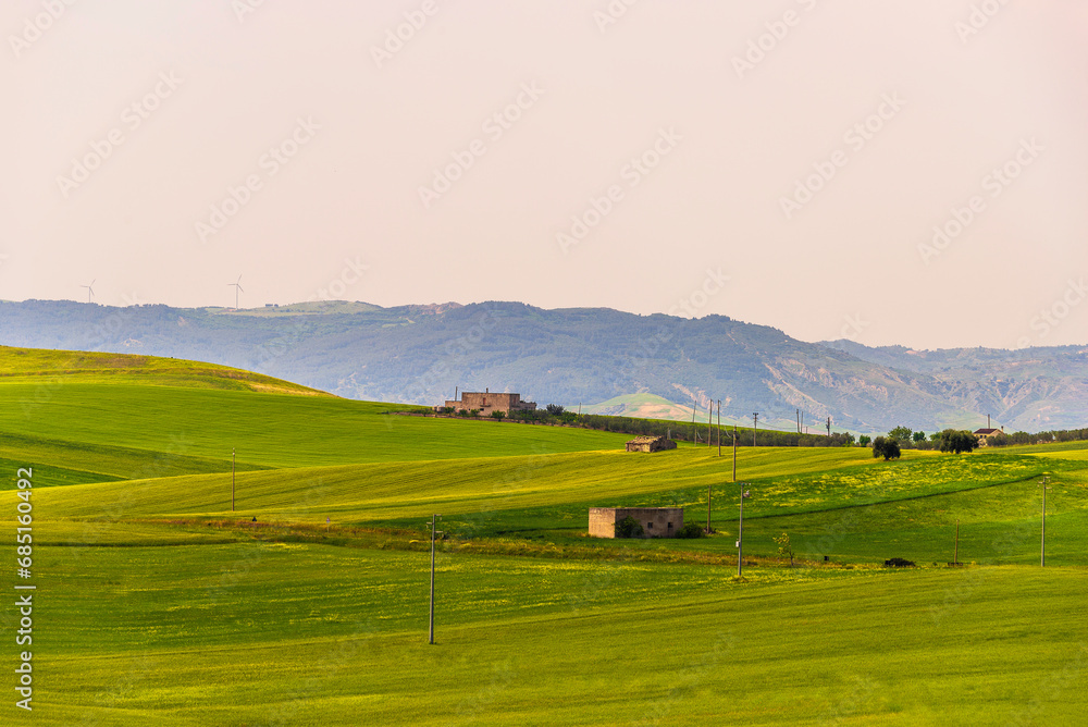 Springtime Lucani countryside landscapes, Basilicata, Italy 