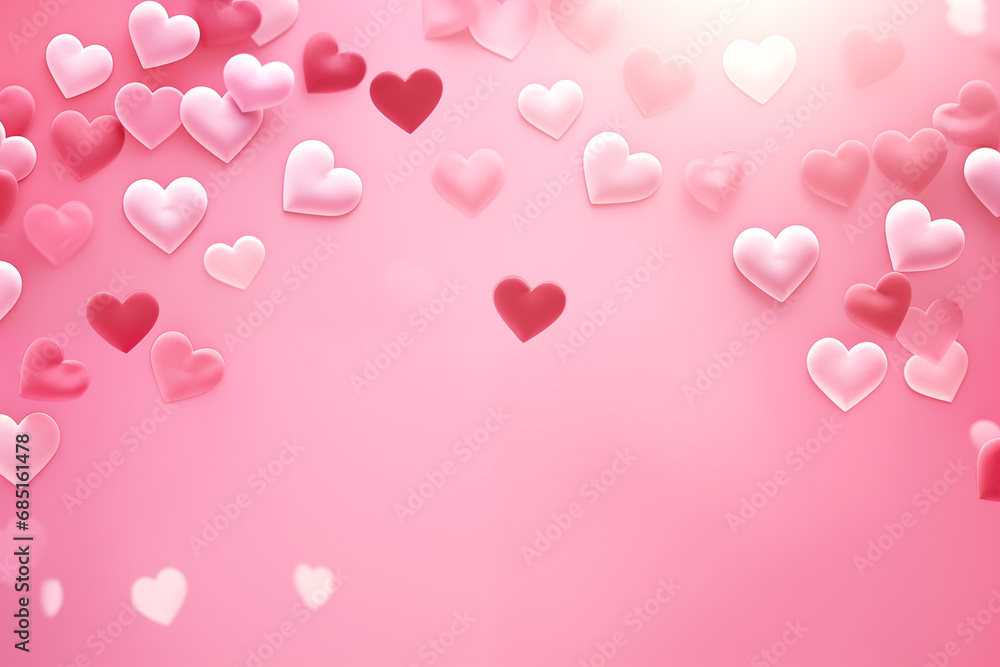Falling hearts on pink background, Valentine's day