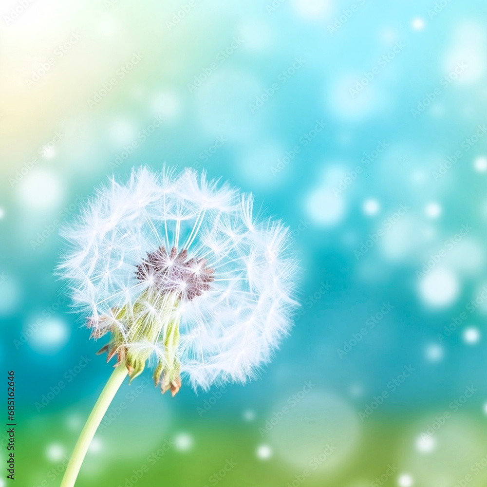 white dandelion in a blue field, background banner white dandelion in a blue field, background banner