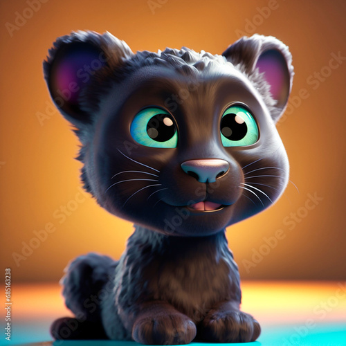 adorable little black cougar with big eyes