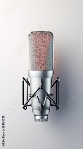 Close up of high fidelity microphone isolated on white background.