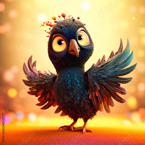 adorable little black phoenix with big eyes