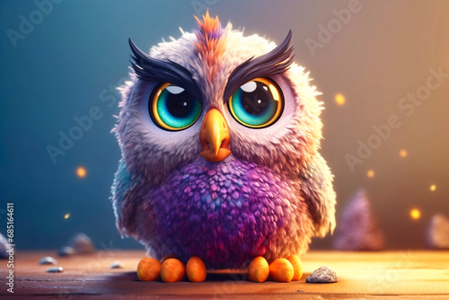 a cute little adorable owl with big eyes
