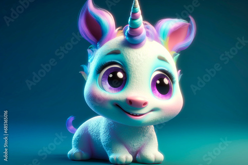 a cute little adorable unicorn with big eyes