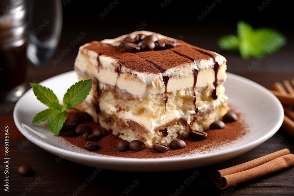 Tiramisu Dessert served on a plate Tiramisu Dessert served on a plate