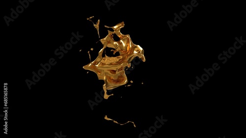 3D Render Splash Gold Liquid Water Background