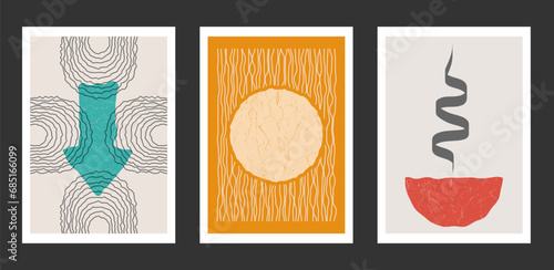 A collection of abstract posters for the interior. Pattern for wall decoration, room design, prints and creative ideas
