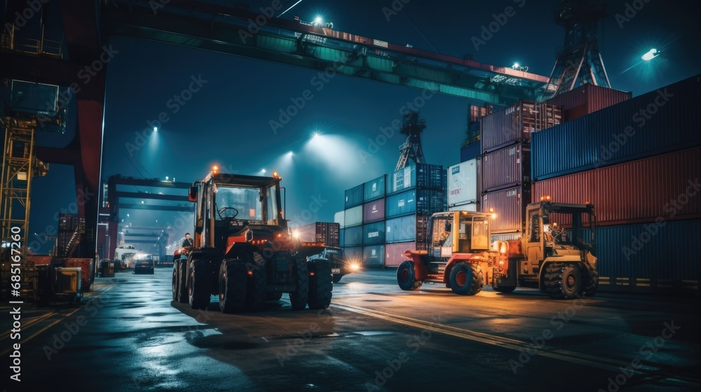 worker in container yard using tablet for loading cargo container ship working with crane in ship yard worker in container yard using tablet for loading cargo container ship working with crane in ship yard
