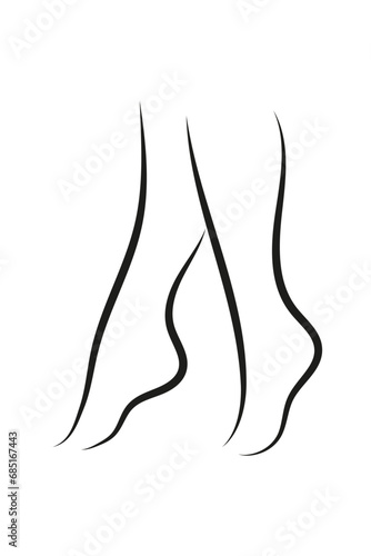 Elegant silhouette of women's legs in minimalistic style. for business cards, advertising, printing. vector. isolated on white background.