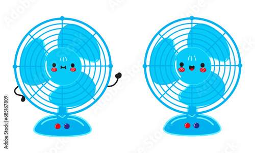 Air fan character. Vector hand drawn cartoon kawaii character illustration icon. Isolated on white background. Happy Air ventilator character concept
