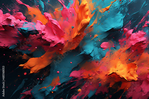 Colorful powder explosion depicting creativity and emotions photo
