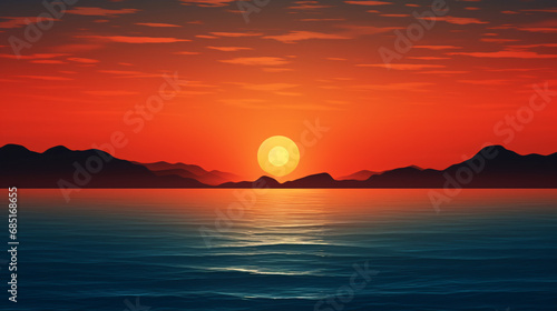 Sunrise Background Over a Beautiful Seaside, Bathing the Landscape in Warmth and Serenity. © ShadowHero