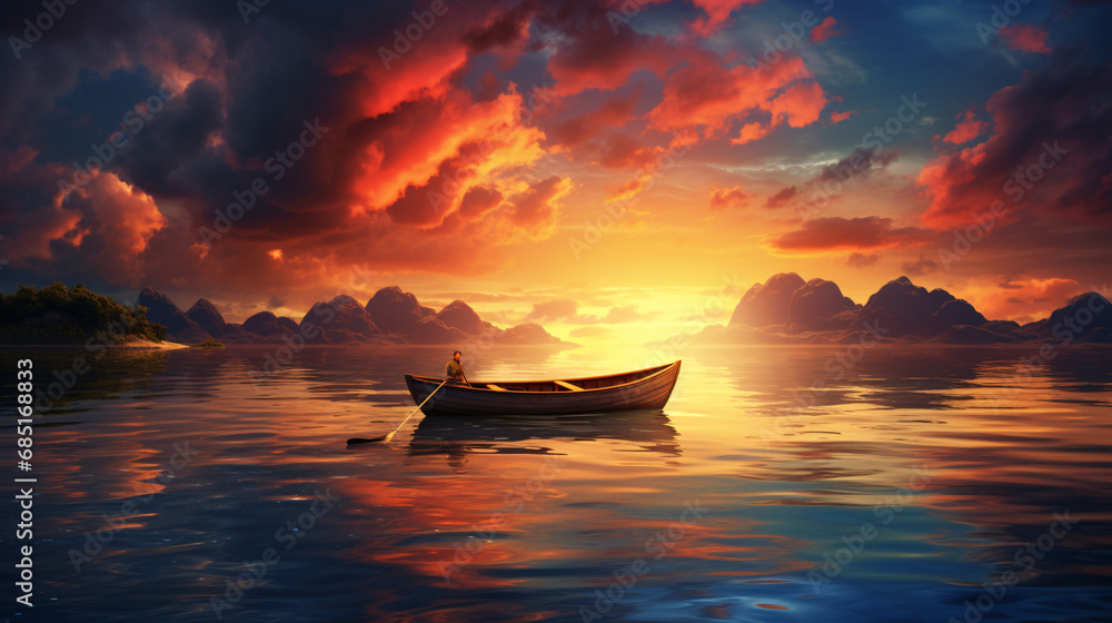 Sunrise Background Over a Beautiful Seaside, Bathing the Landscape in Warmth and Serenity.