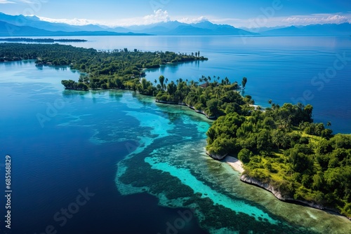 Solomon islands landscape. Aerial drone view. Generative AI Art. Beautiful view.