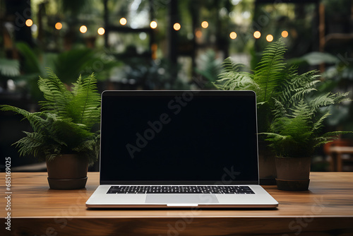 A stylish mockup highlighting an empty black laptop screen photo