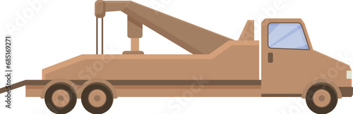 Long tow truck icon cartoon vector. Damage crane wrecker. Haul crash hook