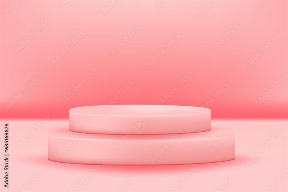 Podium Valentine soft pink 3d simple illustration Podium Valentine soft pink 3d simple illustration