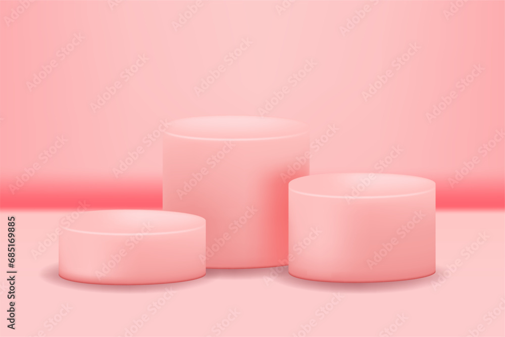 Podium Valentine soft pink 3d simple illustration Podium Valentine soft pink 3d simple illustration