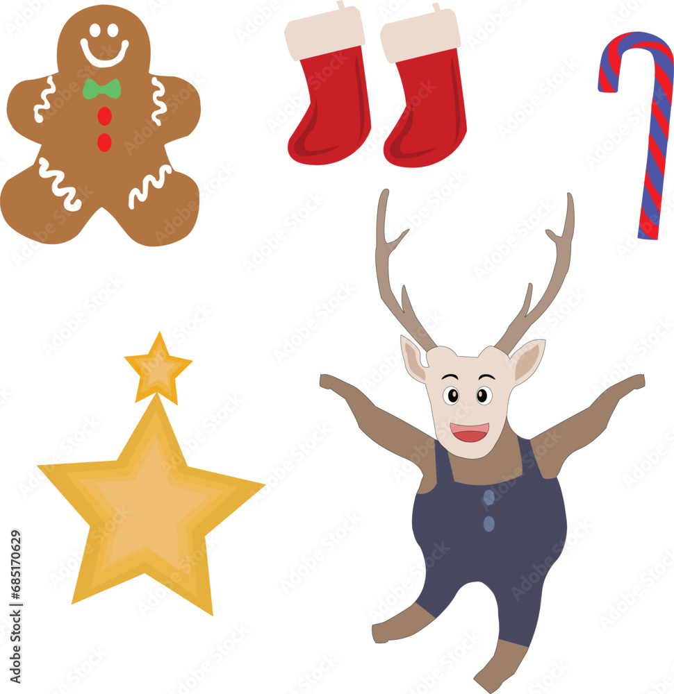 vector christmas and deer set vector christmas and deer set