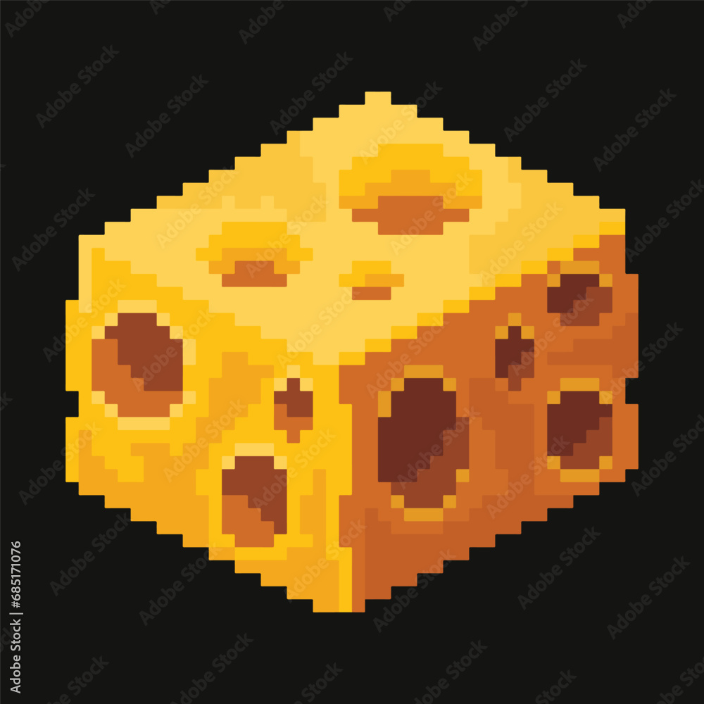 Editable pixelated vector of Cheese, good for sticker, icon, logo, clip art, pattern, etc