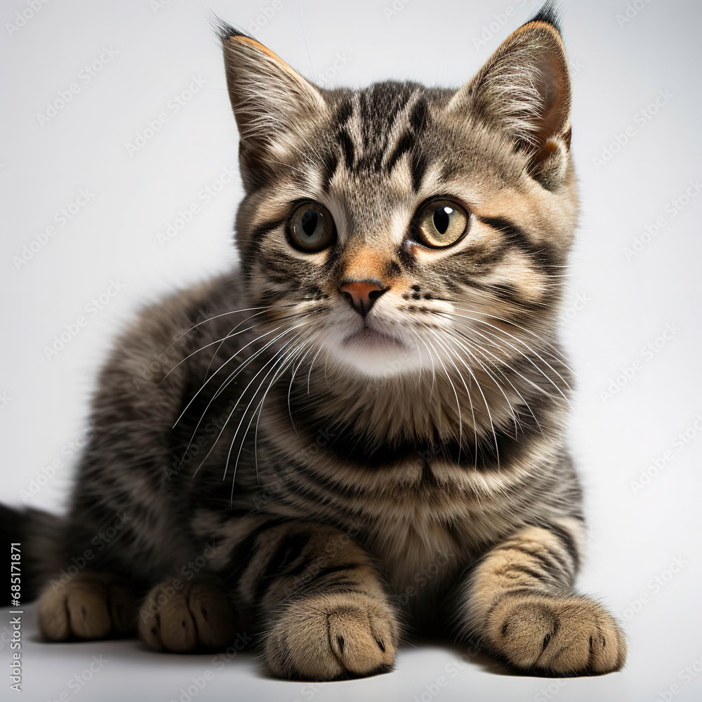 Innocent Curiosity: Portrait of a Young Tabby Cat on a Clean Background Innocent Curiosity: Portrait of a Young Tabby Cat on a Clean Background