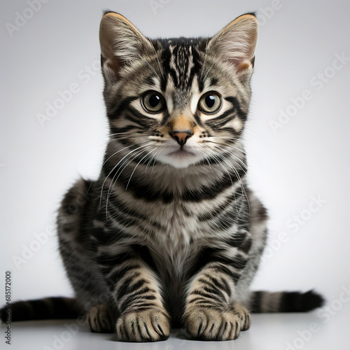 Innocent Curiosity: Portrait of a Young Tabby Cat on a Clean Background © Moon