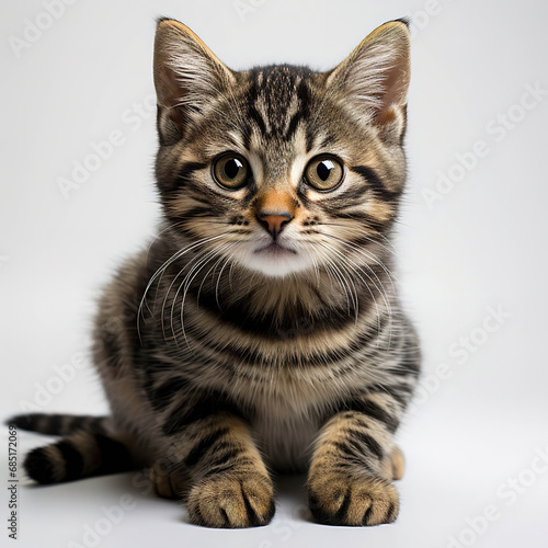 Innocent Curiosity: Portrait of a Young Tabby Cat on a Clean Background © Moon