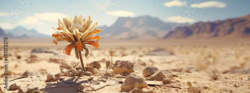 Petites fleurs seules au milieu du desert