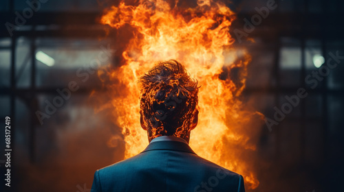 Tête d'homme en feu