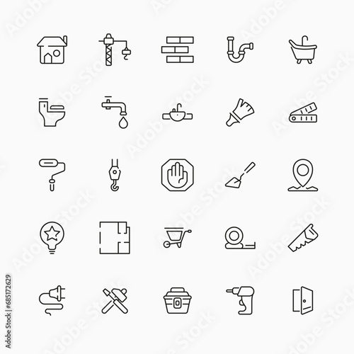Building Construction Outline Icon Collections