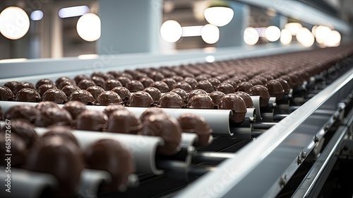 Sweets production process. Conveyor belt photo