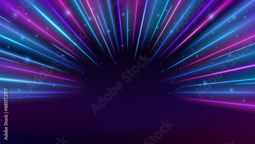 Line Rays Zoom in Motion Effect, Light Color Trails, Landing Page. Vector Illustration
