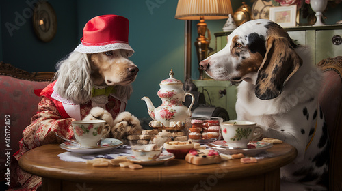 Deux chiens prenant le thé © HKTR-atelier