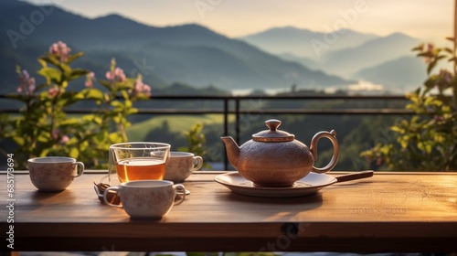 cup of tea on the terrace