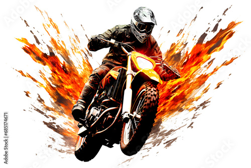 Tela Dirt bike rider on transparent background, Motocross, Action-Sport-Concept