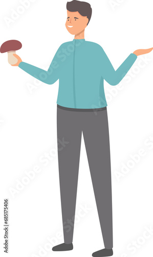 Shocked mushroom picker icon cartoon vector. Happy person. Foliage season fungus