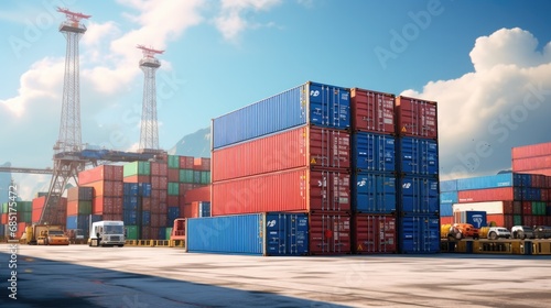cargo containers ship yard for transport and crain activity in the containers yard