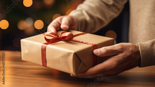 Person opening a nice wrapped gift