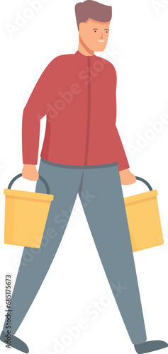 Walking mushroom picker icon cartoon vector. Season food fall. Timber edible porcini