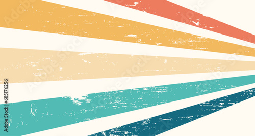 Abstract Colorful vintage 1970 Hippie Retro Minimal stylish wallpaper background of rainbow groovy Wavy Line design with dirty texture. use to cloth, textile, poster, banner, decorative, wall art.
