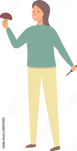 Foliage fall picker icon cartoon vector. Forest fungus nature. Porcini collect food