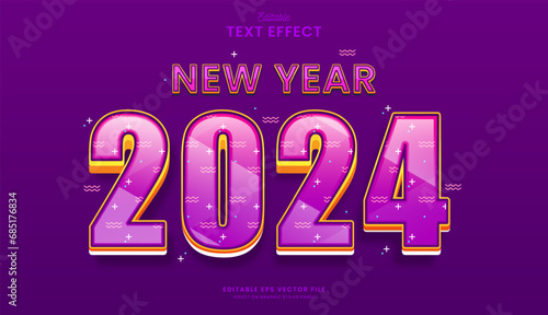 decorative new year 2024 editable text effect vector design