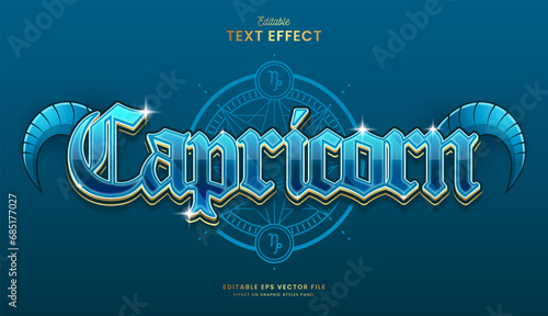 decorative editable capricorn text effect vector design